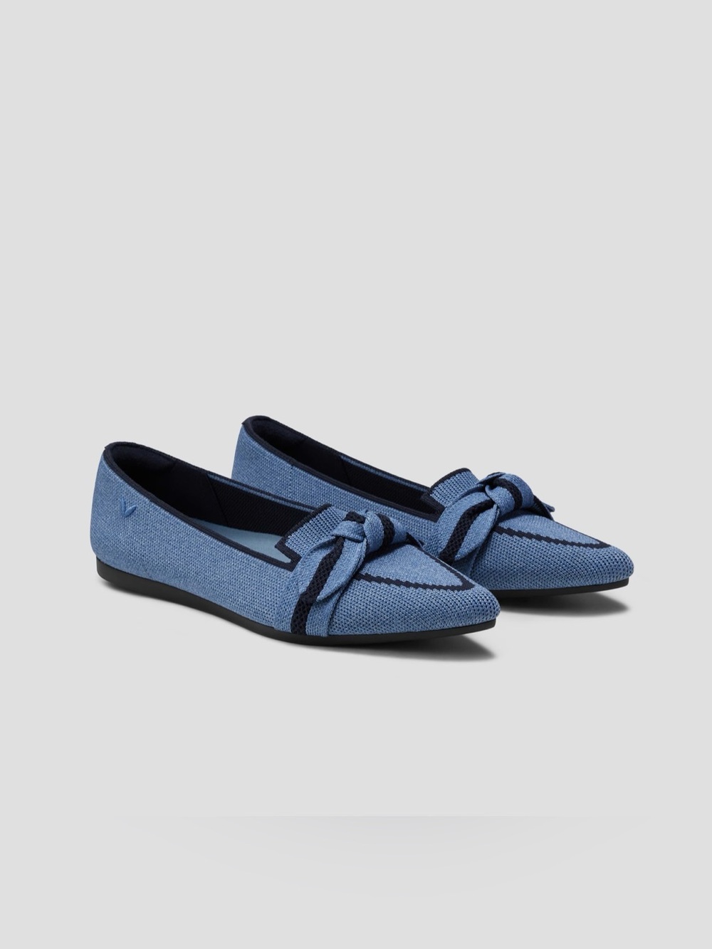 Vivaia Michelle 2.0 Pointed Toe Bow Loafers denim blue and black